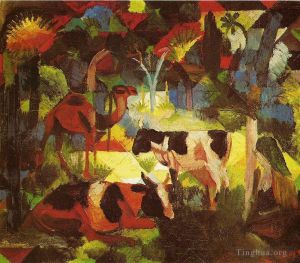 艺术家奥古斯特·麦克作品《风景与牛和骆驼》