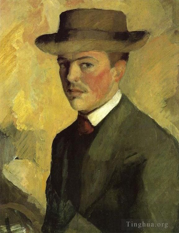 奥古斯特·麦克 的油画作品 -  《自画像,1909》
