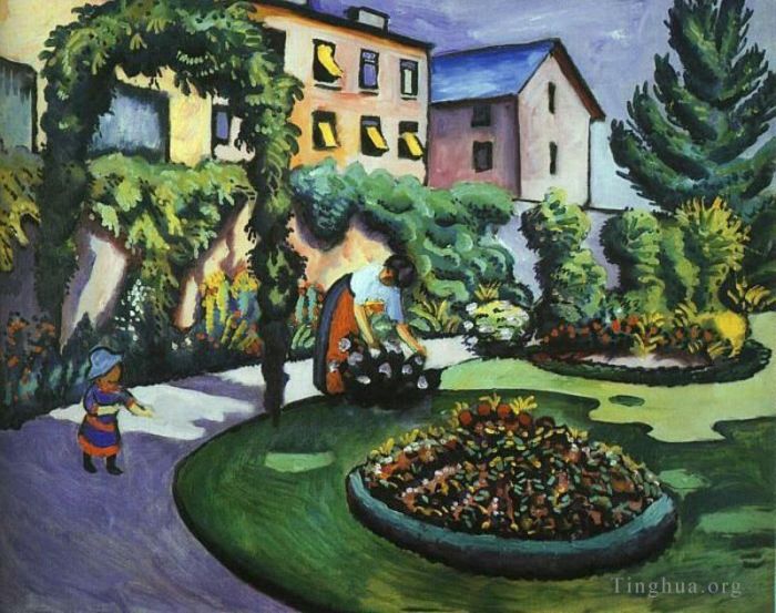 奥古斯特·麦克 的油画作品 -  《波恩的麦克斯花园》