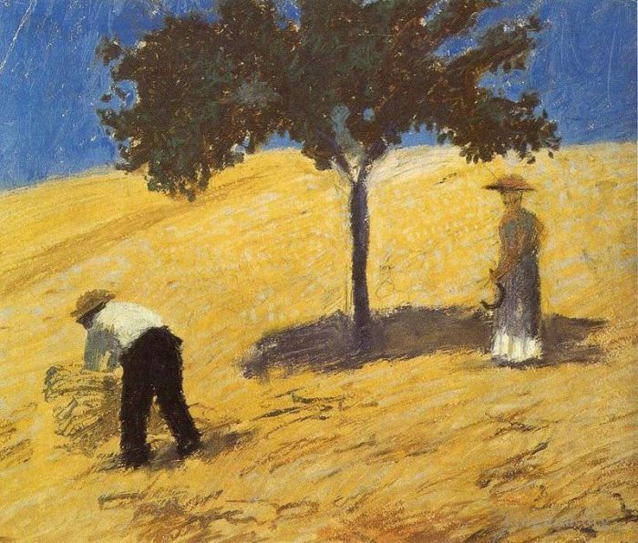 奥古斯特·麦克 的油画作品 -  《粮田里的树》