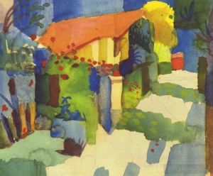 艺术家奥古斯特·麦克作品《花园里的房子》