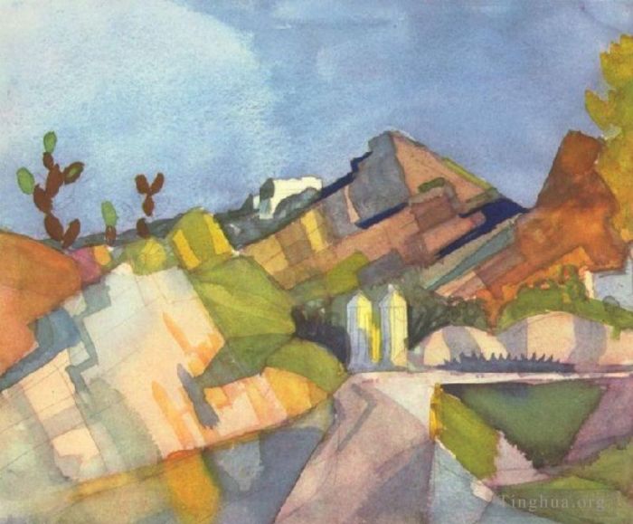 奥古斯特·麦克 的各类绘画作品 -  《岩石景观》