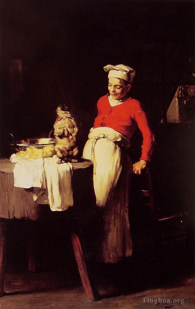 巴伊·克劳德·约瑟夫 的油画作品 -  《厨师和哈巴狗》