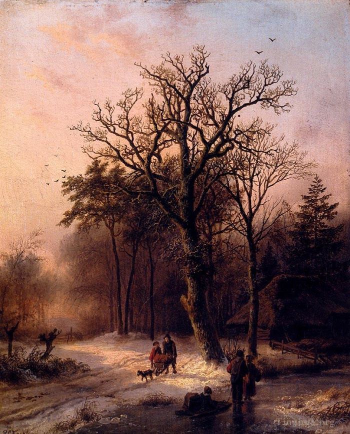 巴伦德·科内利斯· 考艾考克 的油画作品 -  《冬天的森林》