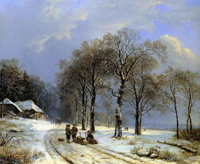 巴伦德·科内利斯· 考艾考克 的油画作品 -  《冬季风景》