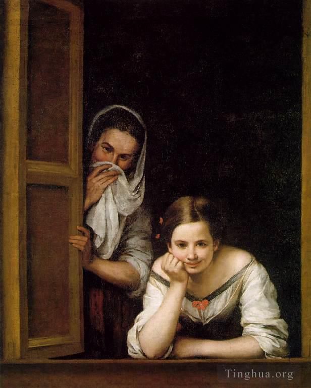 巴托洛梅·埃斯特万·牟利罗 的油画作品 -  《一个女孩和她的杜娜》
