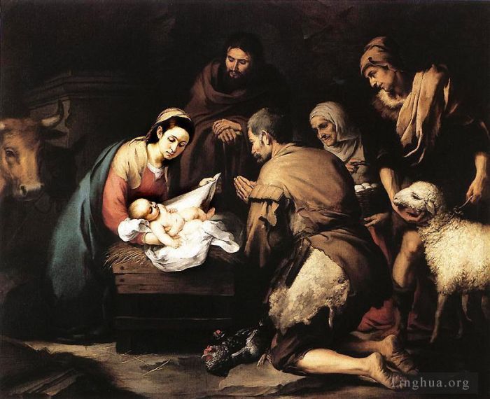 巴托洛梅·埃斯特万·牟利罗 的油画作品 -  《牧羊人的崇拜》