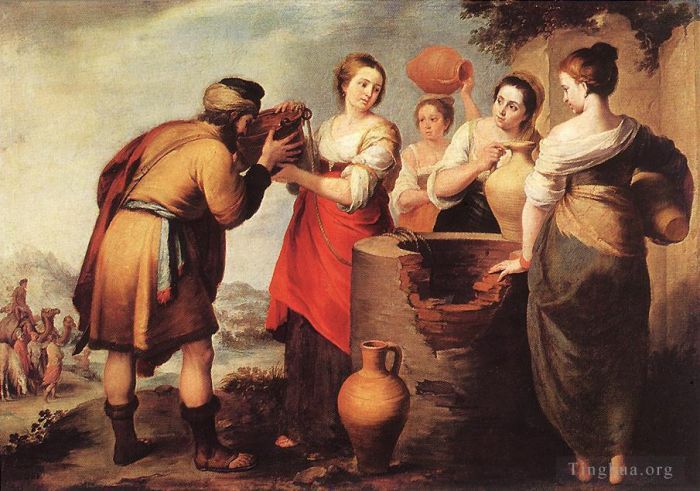 巴托洛梅·埃斯特万·牟利罗 的油画作品 -  《丽贝卡和埃利泽》