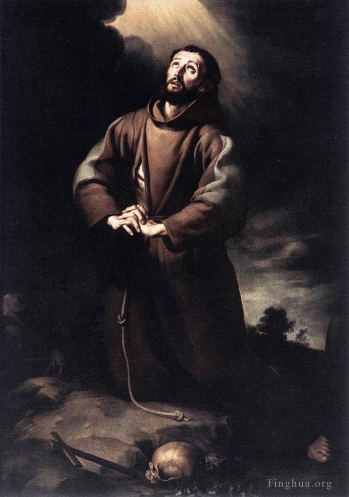 巴托洛梅·埃斯特万·牟利罗 的油画作品 -  《阿西西的圣方济各在祈祷》