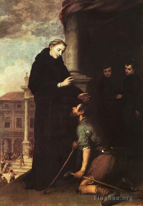 巴托洛梅·埃斯特万·牟利罗 的油画作品 -  《维拉纽瓦的圣托马斯分发施舍》