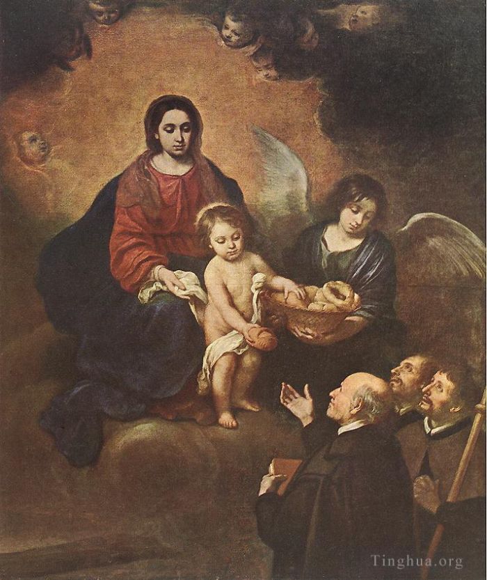 巴托洛梅·埃斯特万·牟利罗 的油画作品 -  《圣婴耶稣向朝圣者分发面包》