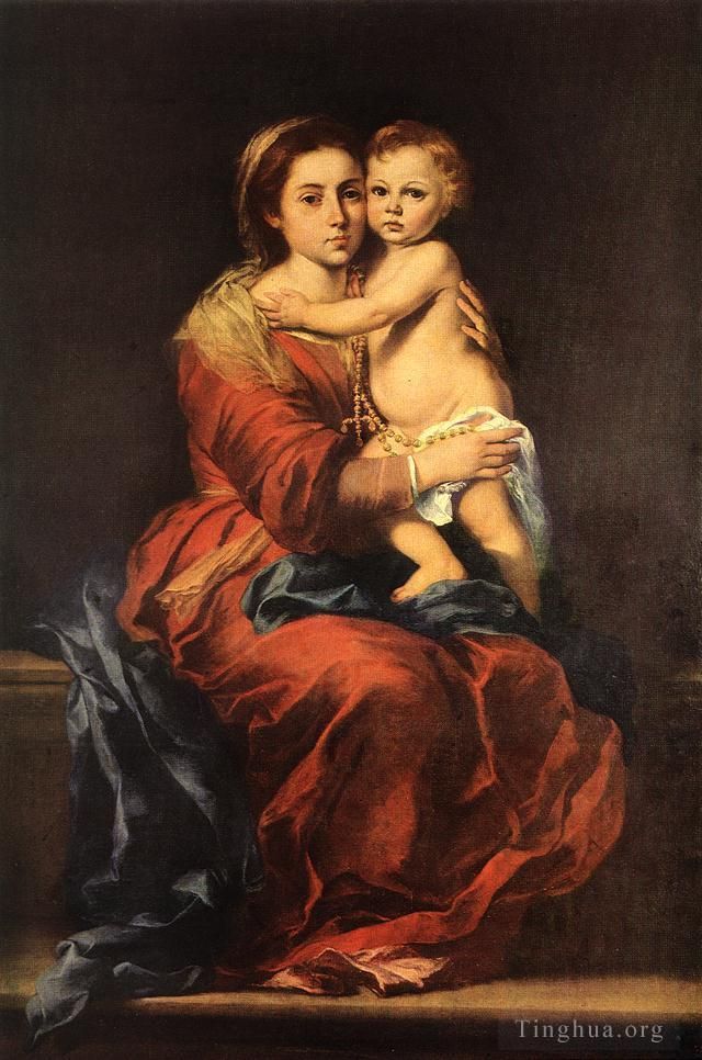 巴托洛梅·埃斯特万·牟利罗 的油画作品 -  《圣母子与念珠》