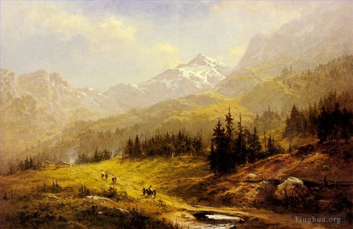 本杰明·威廉姆斯·里德 的油画作品 -  《瑞士翁根阿尔卑斯山的早晨》