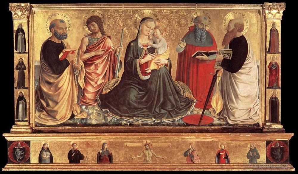 贝诺佐·戈佐利作品《麦当娜和孩子与施洗者圣约翰彼得杰罗姆和保罗》