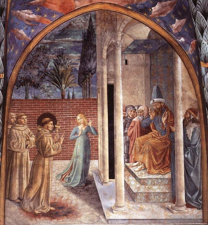 贝诺佐·戈佐利 的各类绘画作品 -  《圣弗朗西斯生活场景场景,10,北墙》