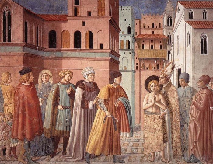 贝诺佐·戈佐利 的各类绘画作品 -  《圣弗朗西斯生活场景场景,3,南墙》