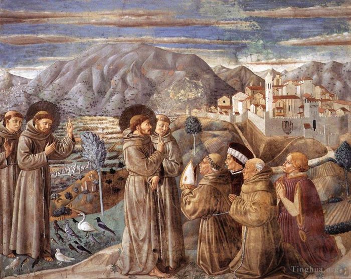 贝诺佐·戈佐利 的各类绘画作品 -  《圣弗朗西斯生活场景场景,7,南墙》