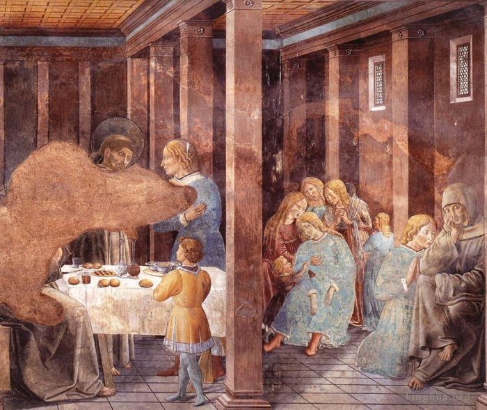 贝诺佐·戈佐利 的各类绘画作品 -  《圣弗朗西斯生活场景场景,8,南墙》