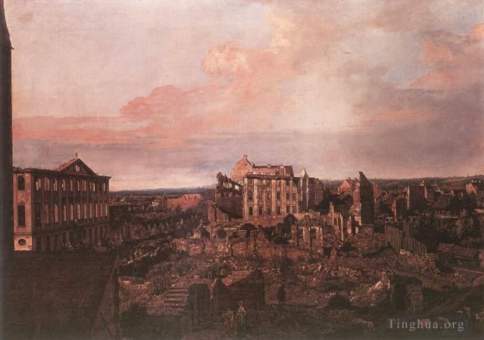 贝纳多·贝洛托 的油画作品 -  《德累斯顿,Pirnaische,Vorstadt,遗址》