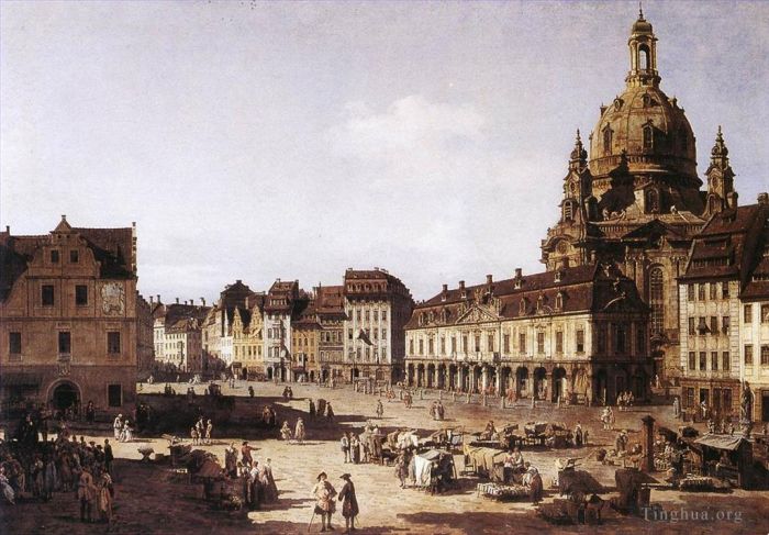 贝纳多·贝洛托 的油画作品 -  《德累斯顿新市场广场》