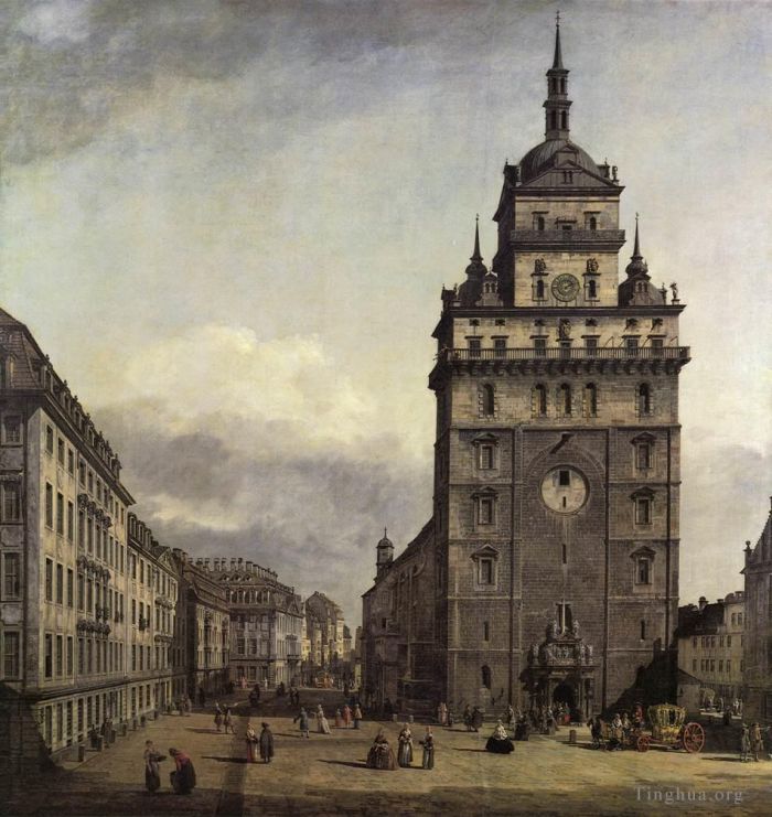 贝纳多·贝洛托 的油画作品 -  《德累斯顿的十字教堂》