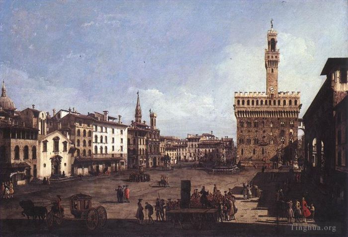 贝纳多·贝洛托 的油画作品 -  《佛罗伦萨领主广场》