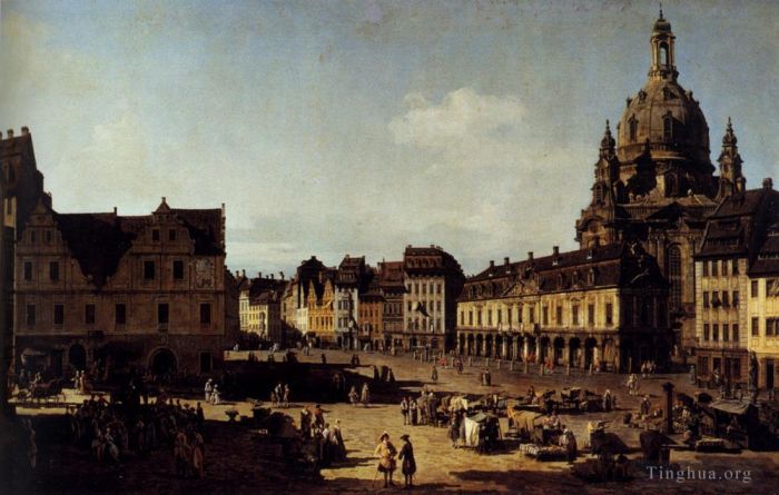 贝纳多·贝洛托 的油画作品 -  《德累斯顿新市场景观》