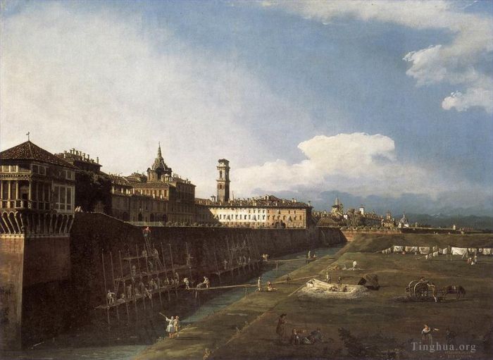 贝纳多·贝洛托 的油画作品 -  《都灵皇宫附近的景观》
