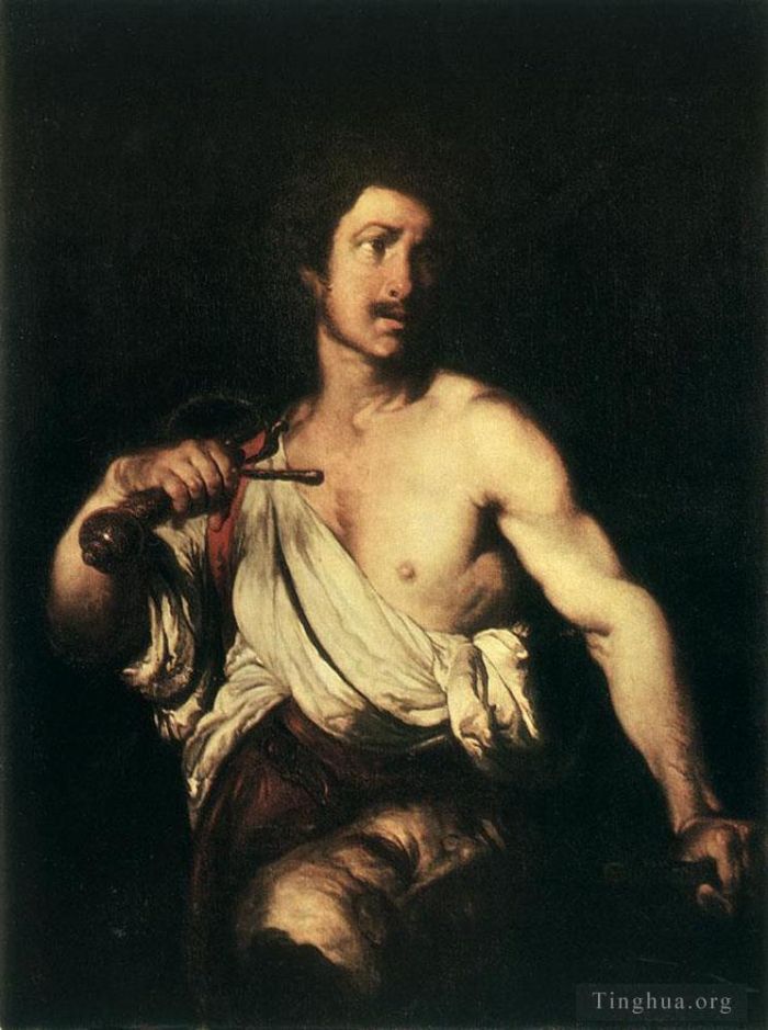 伯纳多·斯特罗兹 的油画作品 -  《大卫与歌利亚的头》