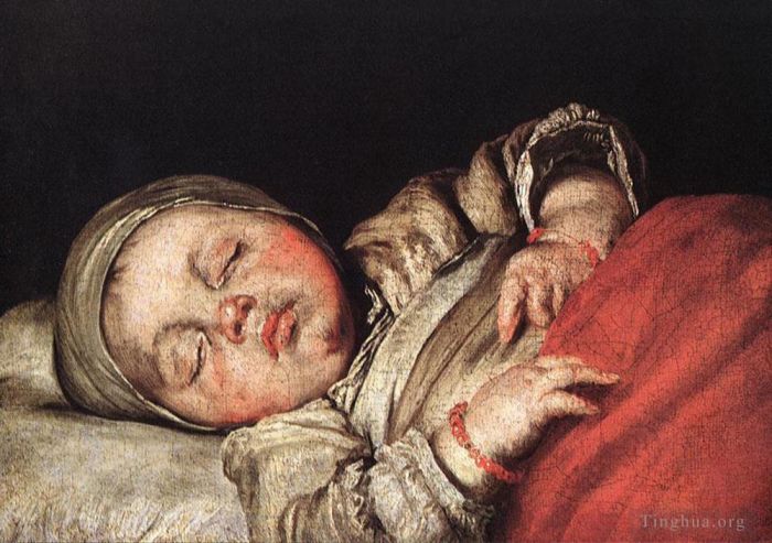 伯纳多·斯特罗兹 的油画作品 -  《睡着的孩子》