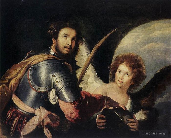 伯纳多·斯特罗兹 的油画作品 -  《圣莫里斯与天使》