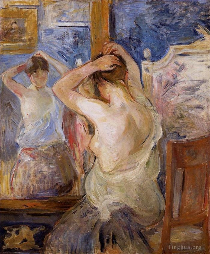 贝尔特·莫里索 的油画作品 -  《镜子前》