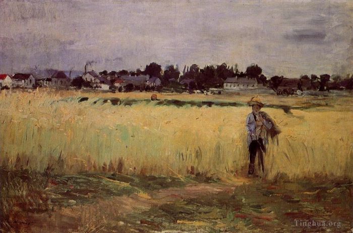 贝尔特·莫里索 的油画作品 -  《在热讷维耶的麦田里》