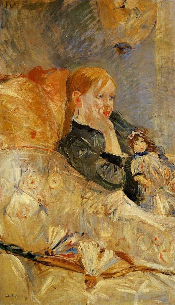 贝尔特·莫里索 的油画作品 -  《带着洋娃娃的小女孩》