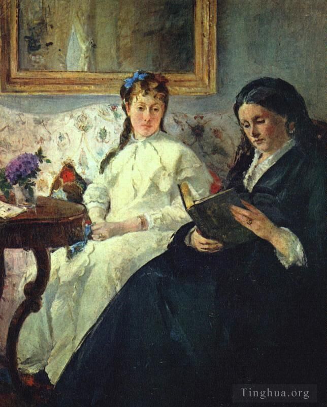 贝尔特·莫里索 的油画作品 -  《艺术家的母亲和妹妹讲座》
