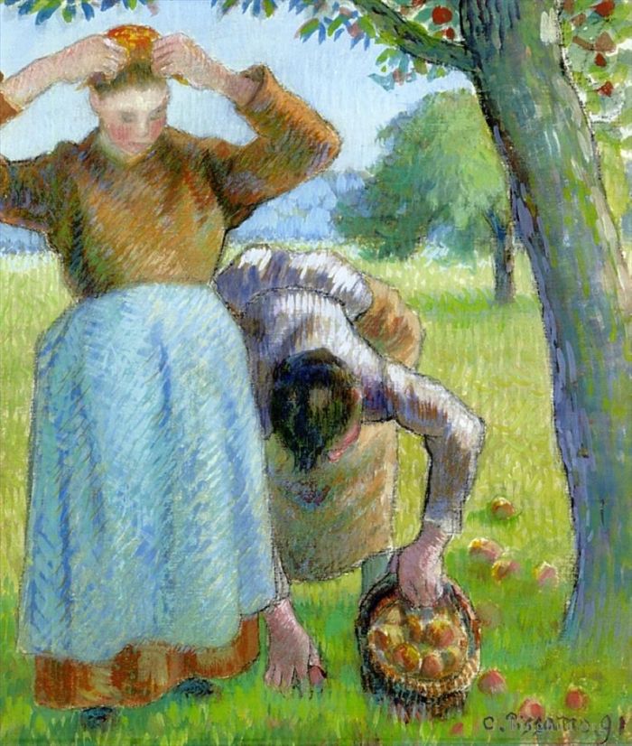 卡米耶·毕沙罗 的油画作品 -  《苹果采集者,1891》