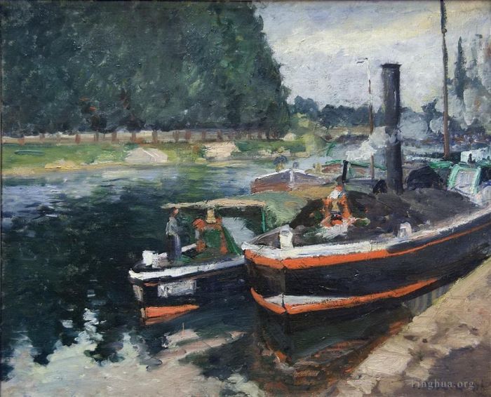 卡米耶·毕沙罗 的油画作品 -  《蓬图瓦兹驳船,1872》
