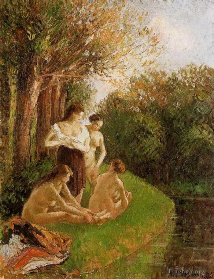 卡米耶·毕沙罗 的油画作品 -  《沐浴者,1895》