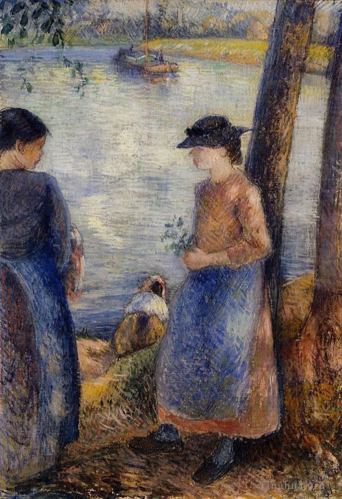 卡米耶·毕沙罗 的油画作品 -  《水边1881》