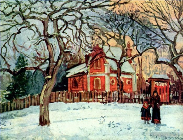 卡米耶·毕沙罗 的油画作品 -  《卢韦西安的板栗树冬天,1872》