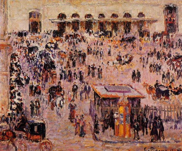 卡米耶·毕沙罗 的油画作品 -  《圣拉扎尔火车站阿弗尔庭院,1893》