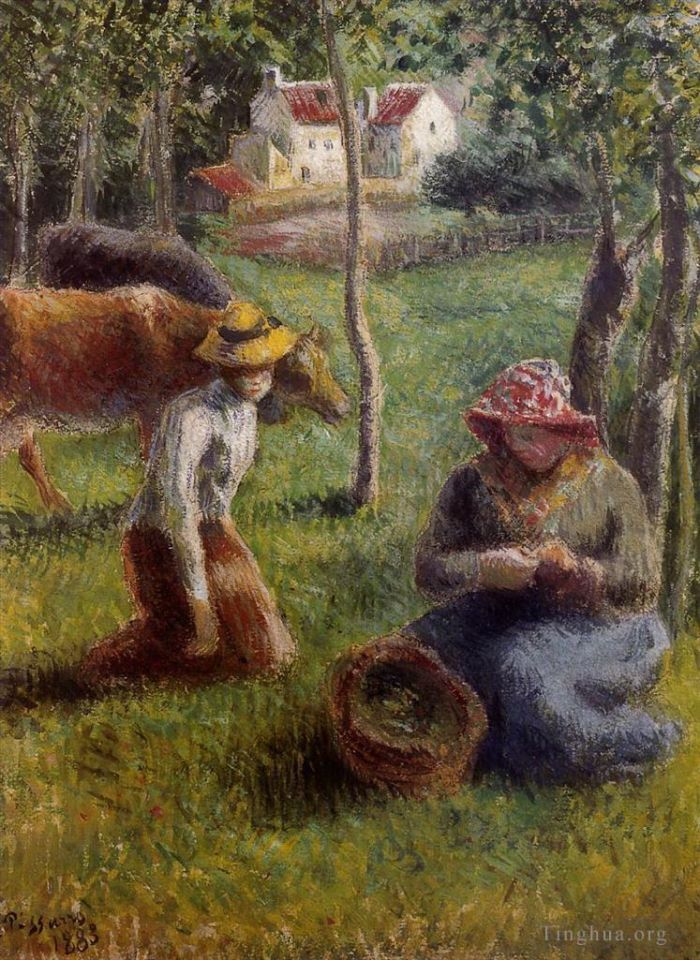 卡米耶·毕沙罗 的油画作品 -  《牛郎1883》
