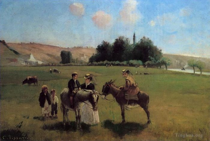 卡米耶·毕沙罗 的油画作品 -  《拉罗什盖永,(la,Roche,Guyon),骑驴之旅》