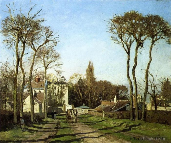 卡米耶·毕沙罗 的油画作品 -  《voisins,yvelines,村庄的入口,1872》
