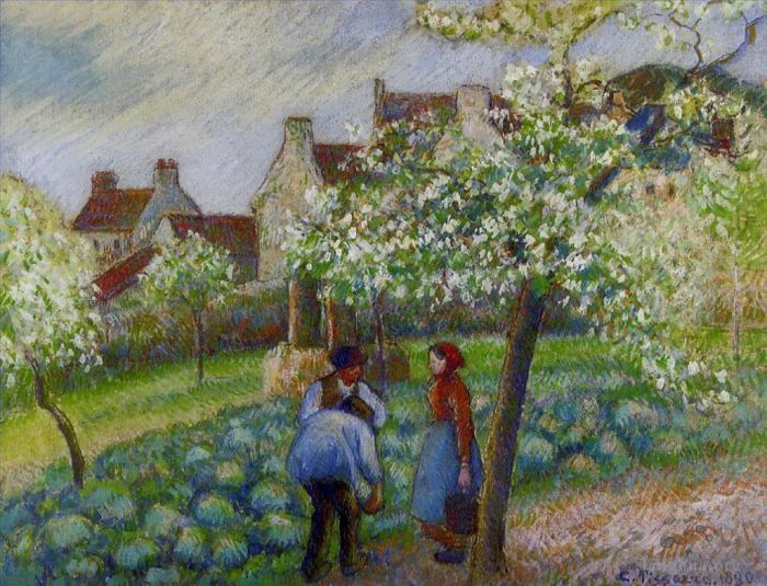 卡米耶·毕沙罗 的油画作品 -  《开花的梅树》