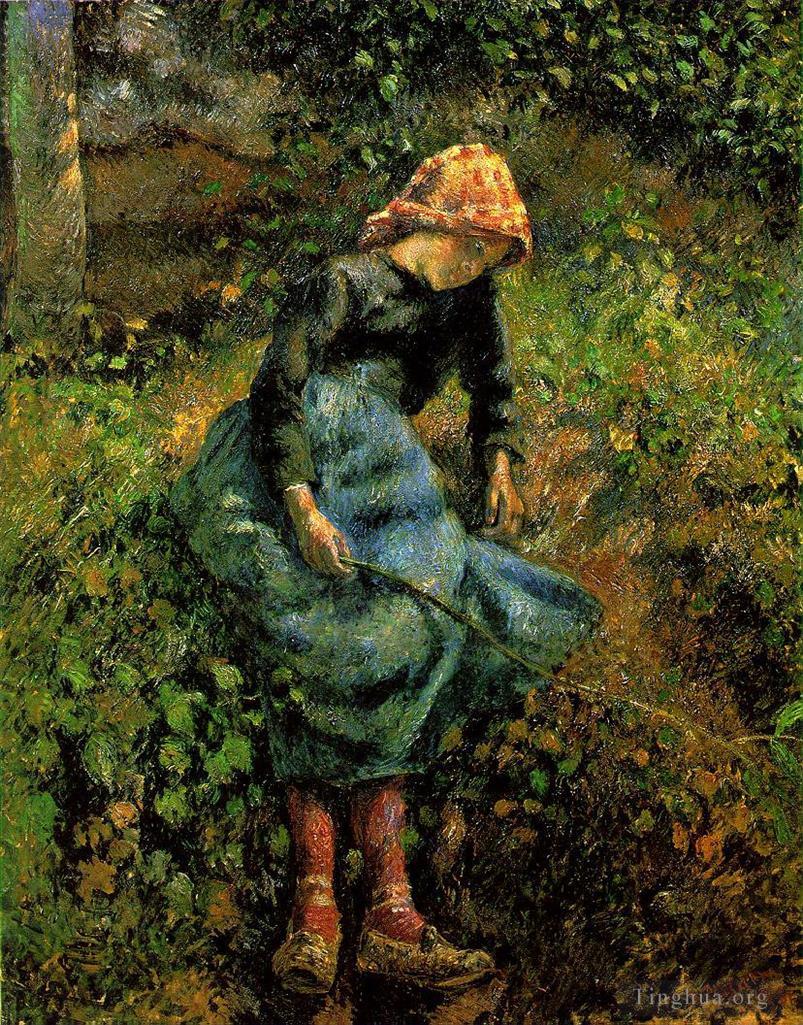 卡米耶·毕沙罗作品《拿着棍子的女孩,1881》