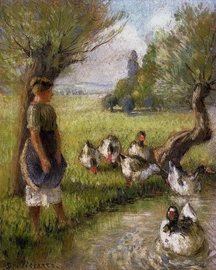 卡米耶·毕沙罗 的油画作品 -  《鹅姑娘》