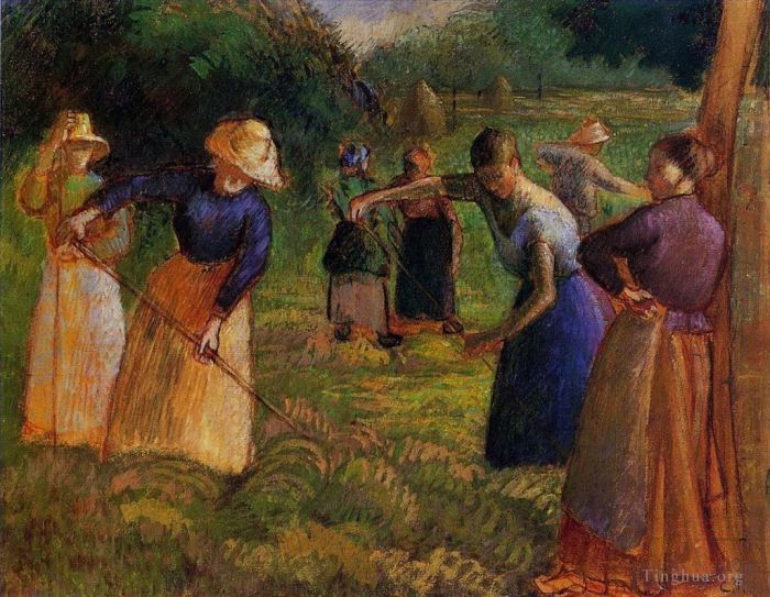 卡米耶·毕沙罗 的油画作品 -  《1901,年在埃拉格尼割草》