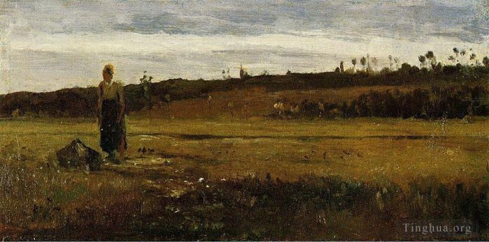 卡米耶·毕沙罗 的油画作品 -  《勒瓦雷纳圣伊莱尔的风景》