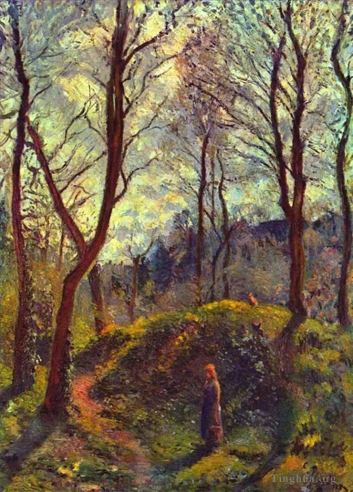 卡米耶·毕沙罗 的油画作品 -  《有大树的风景》
